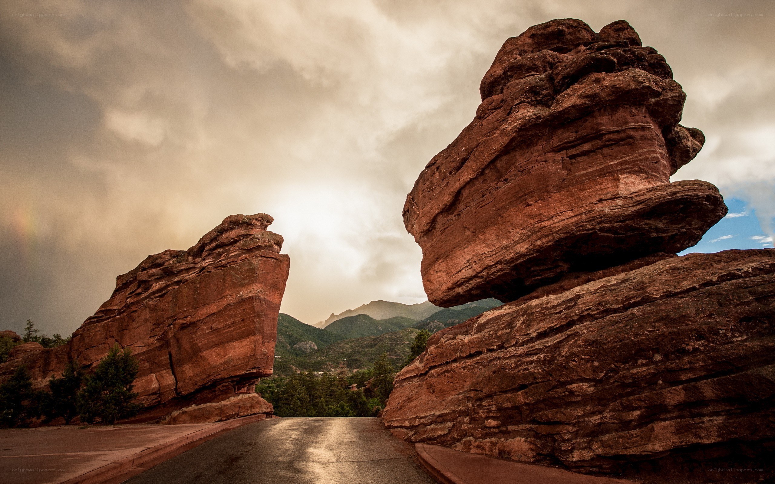 Red rock formations at dusk