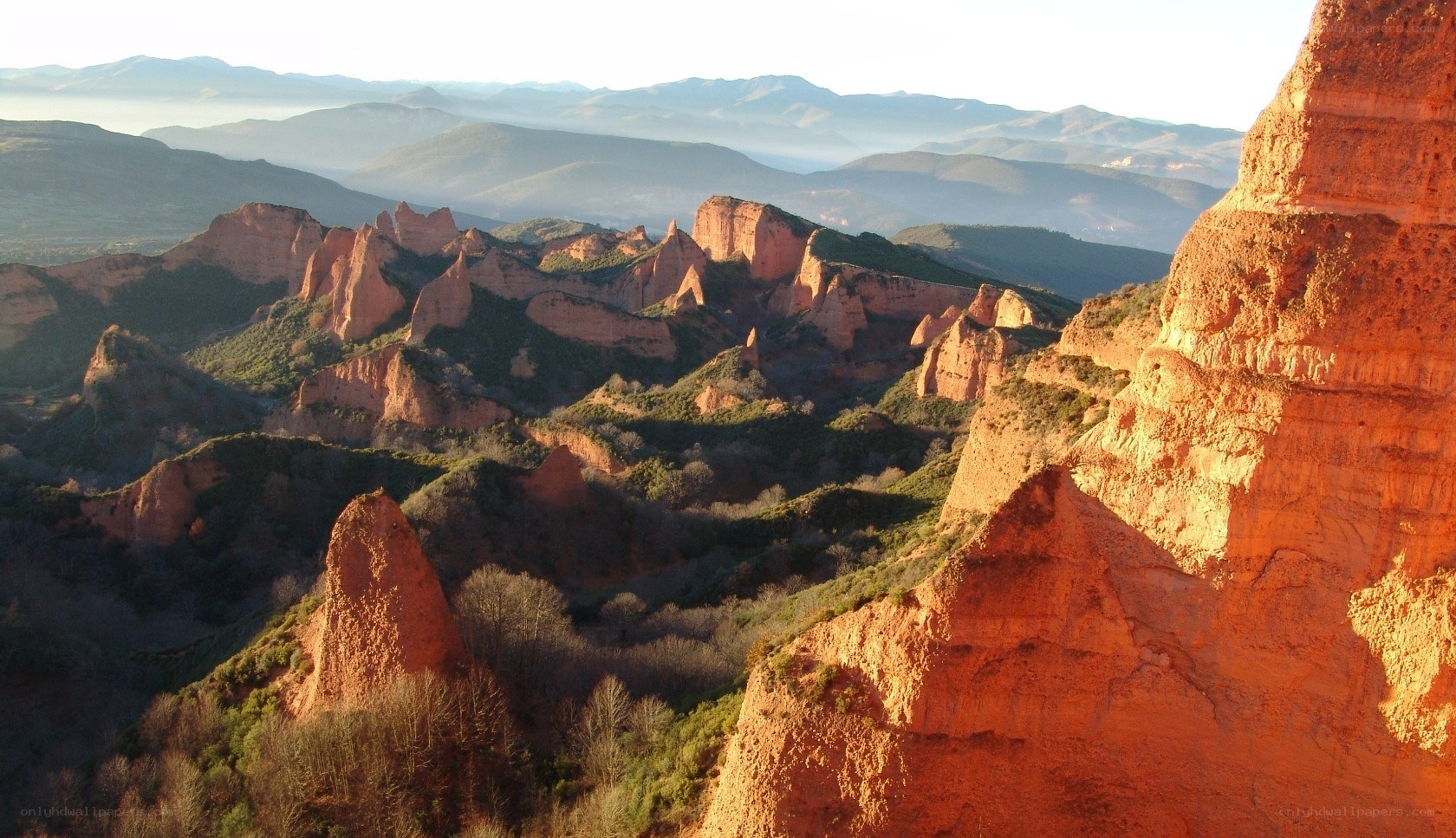 Red rock formations at sunrise