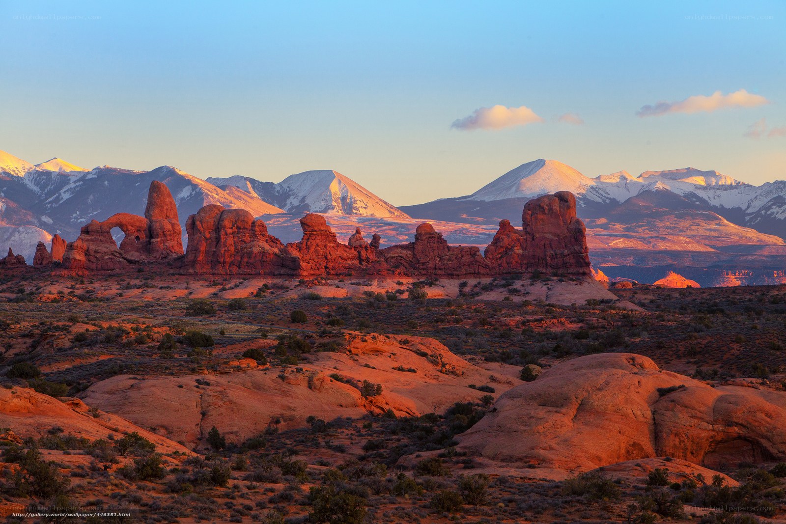 Red rock formations at sunrise
