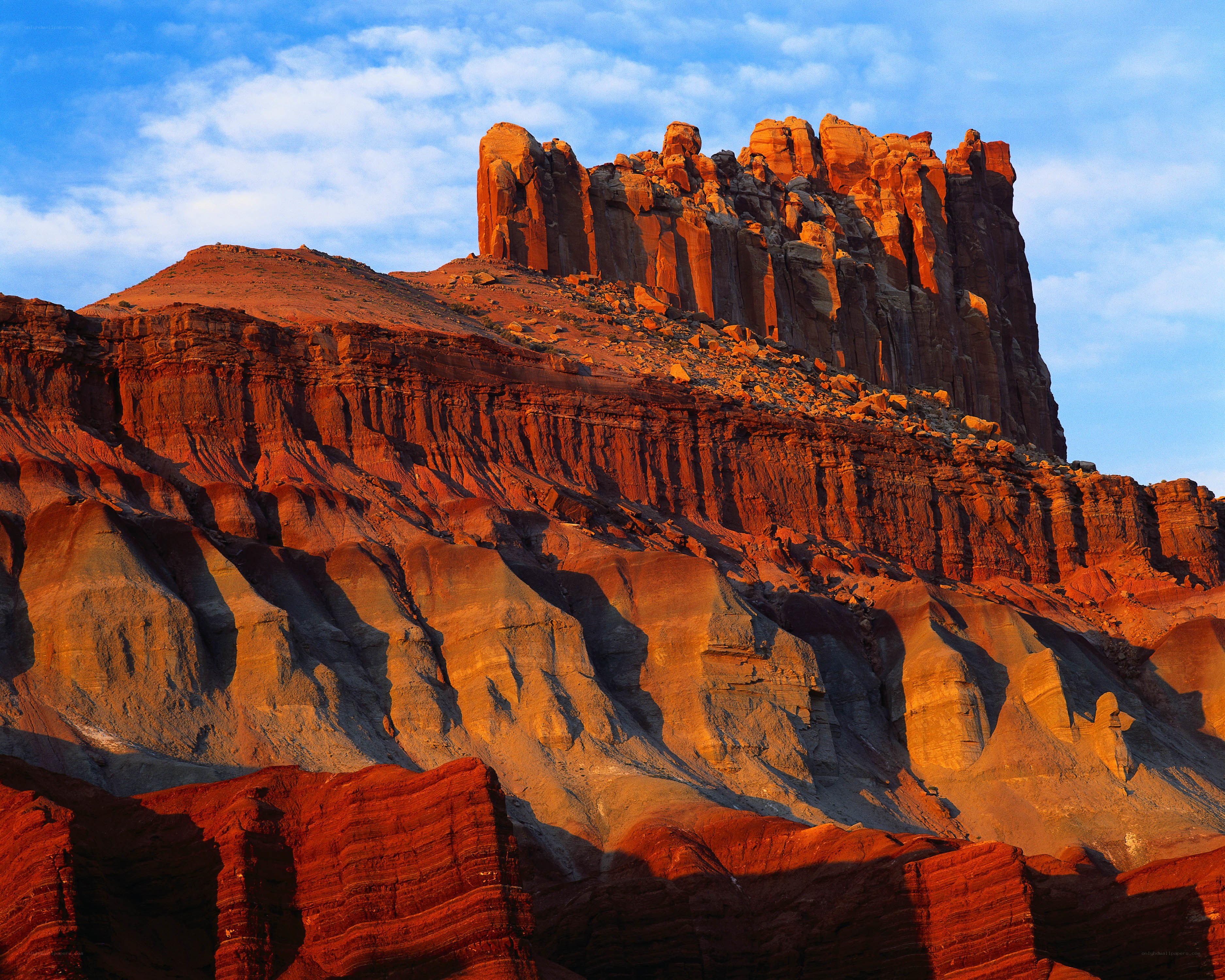 Red rock formations at sunset