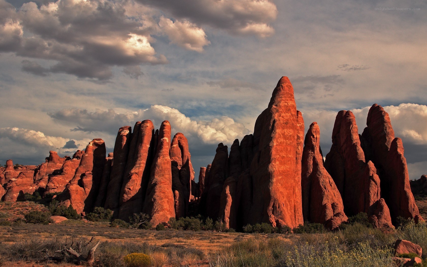 Red rock formations at sunset
