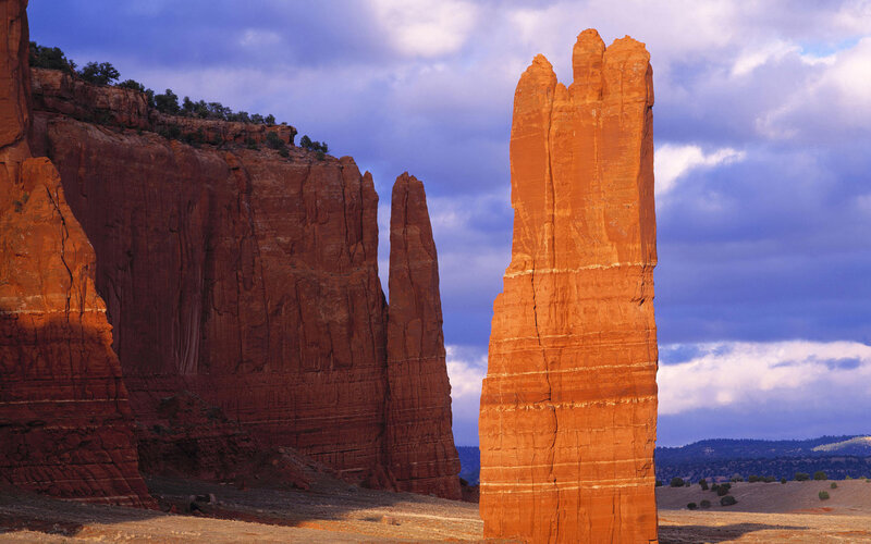 Red rock formations at sunset