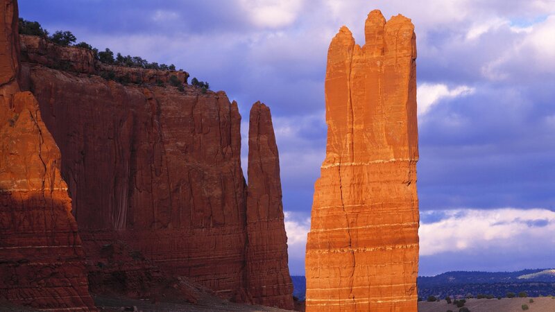 Red rock formations at sunset