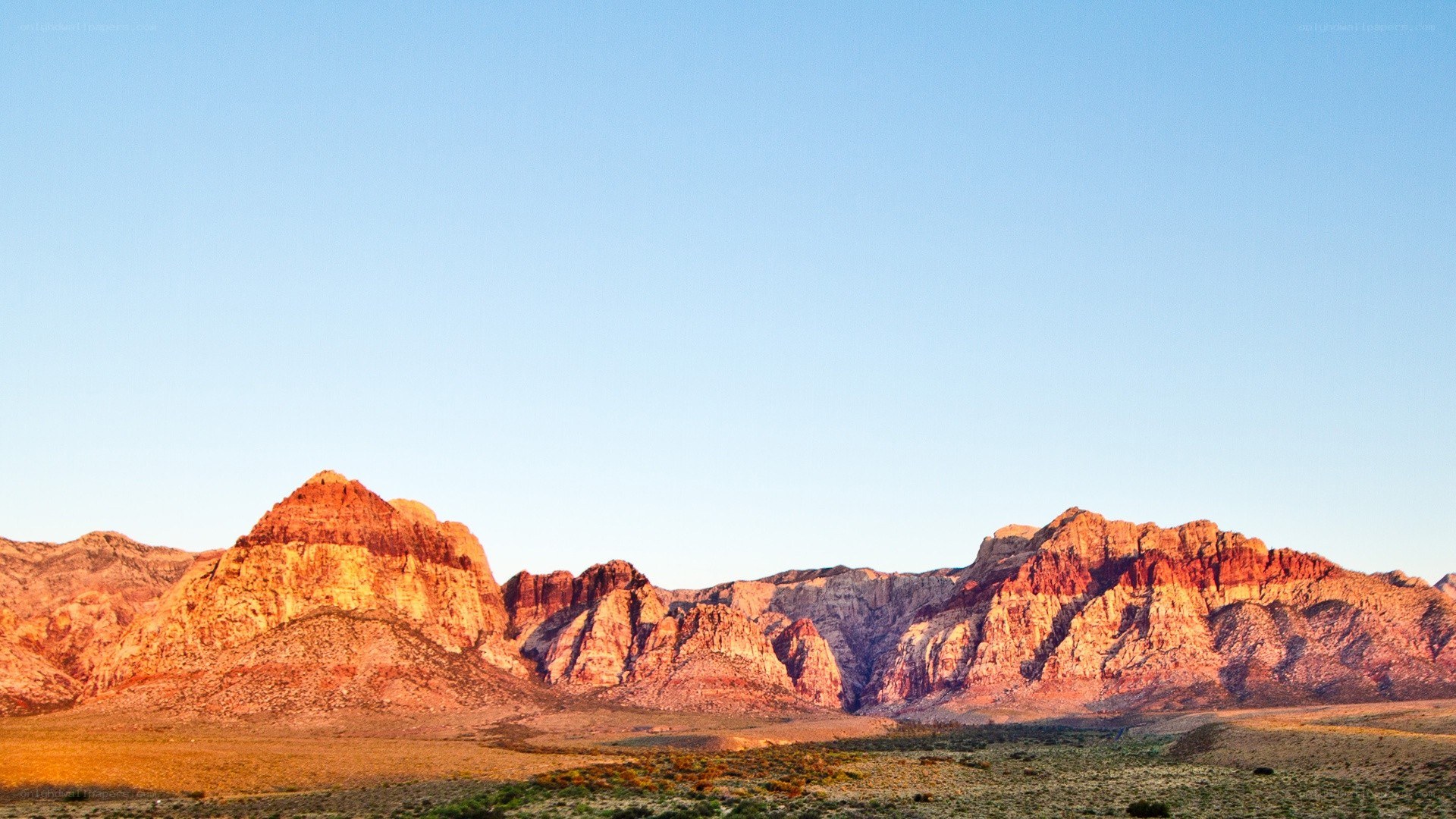 Red rock formations at sunset