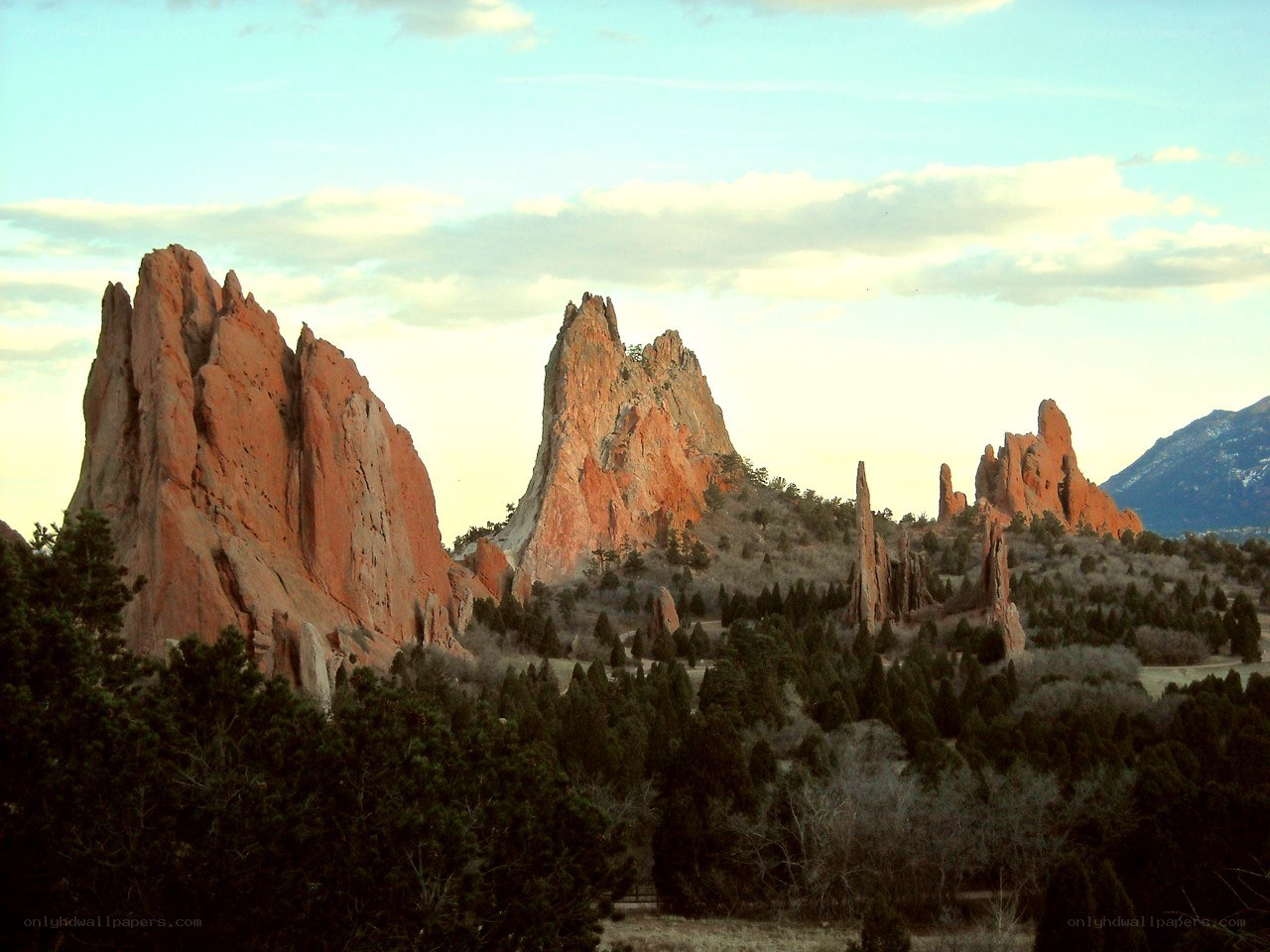 Red rock formations at sunset