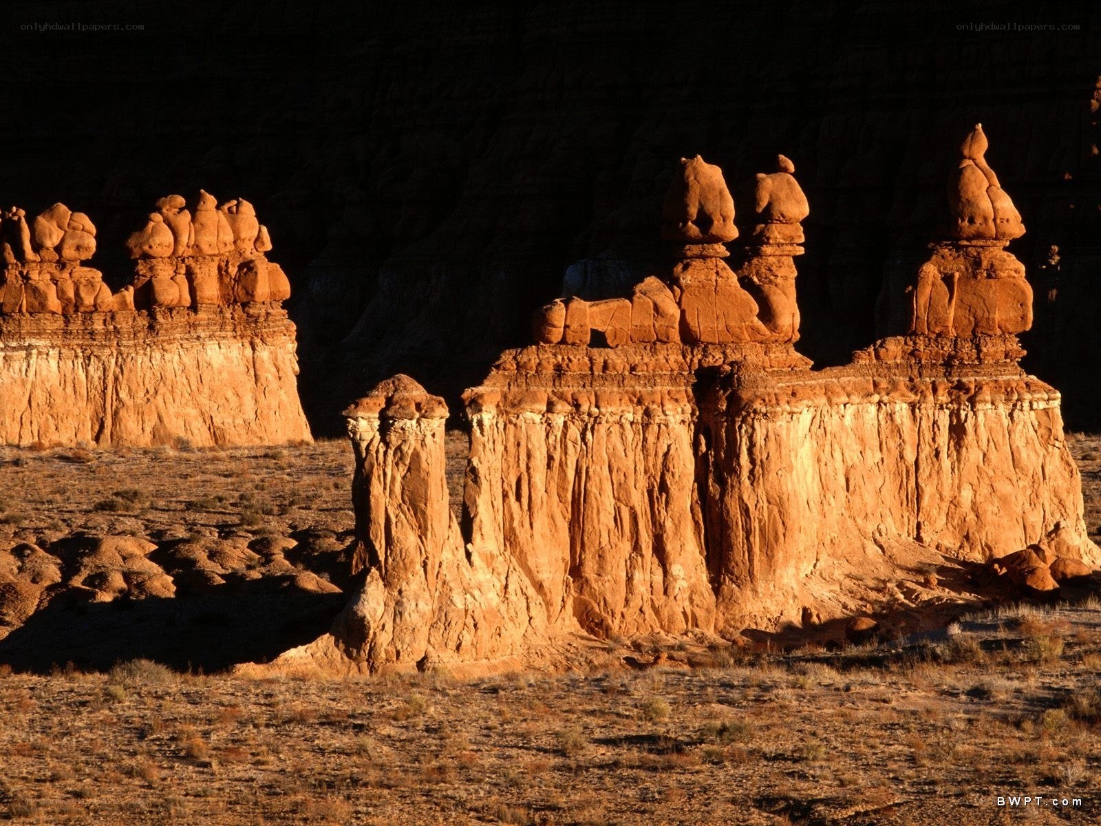 Red rock formations at sunset