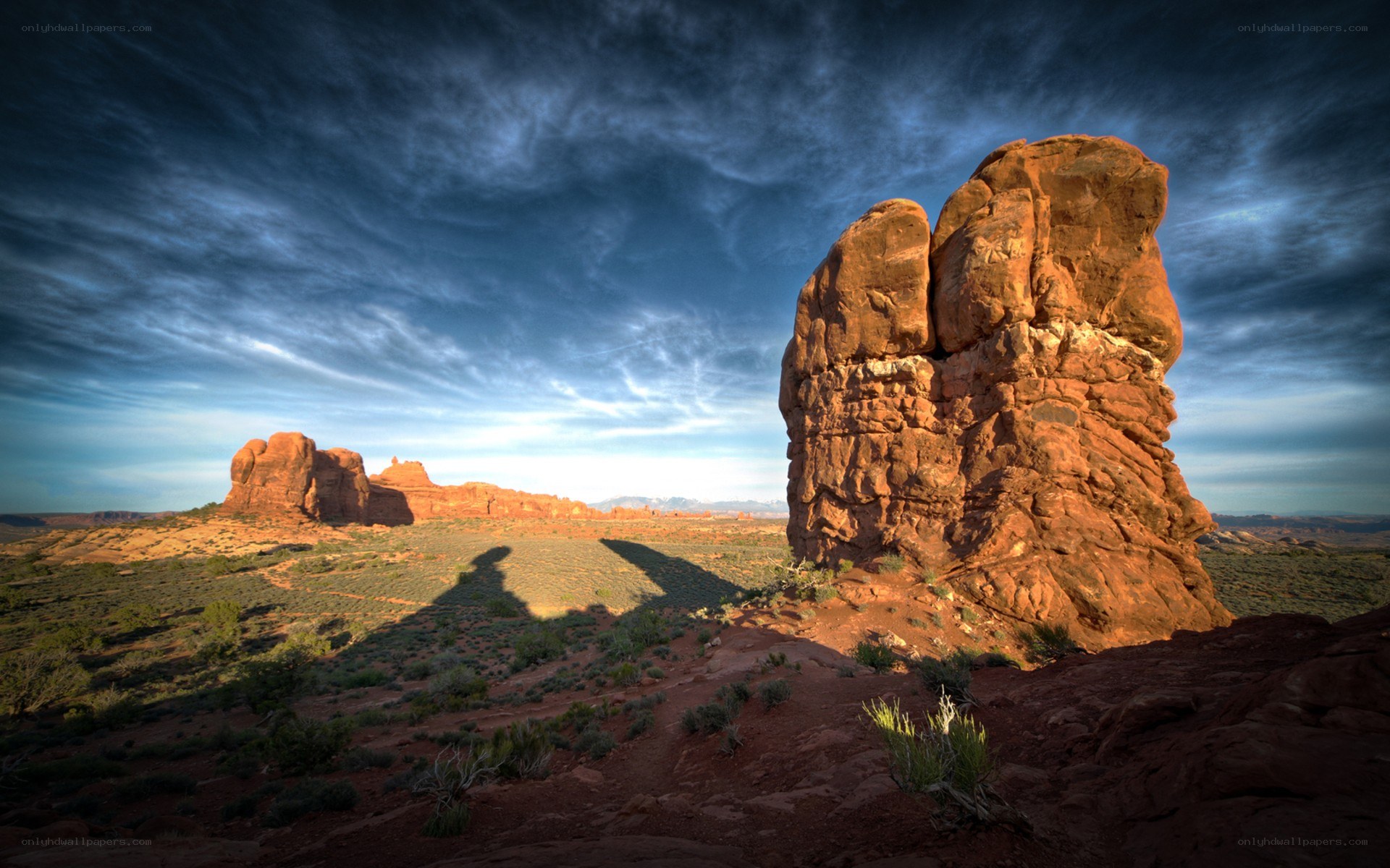 Red rock formations at sunset