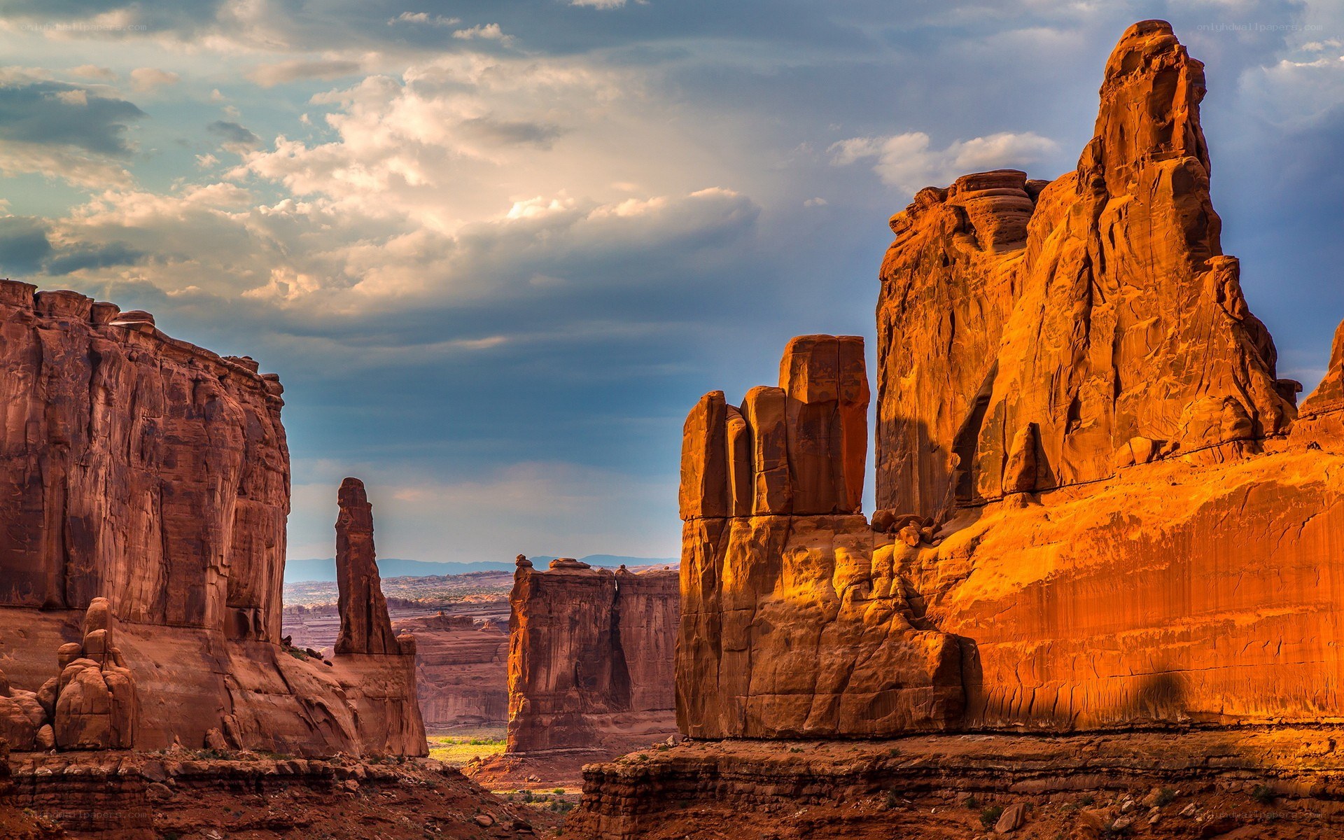 Red rock formations at sunset