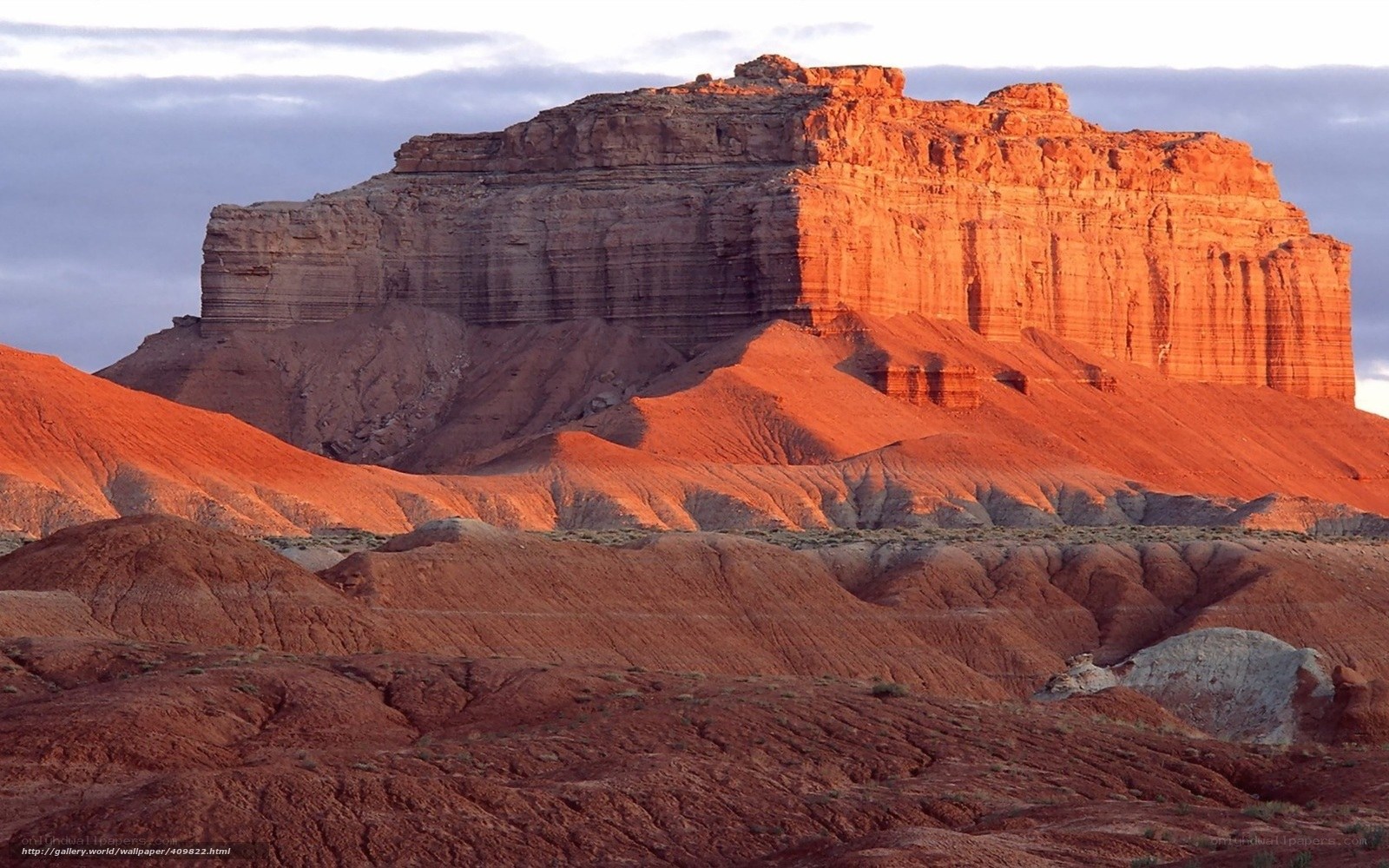 Red rock formations at sunset