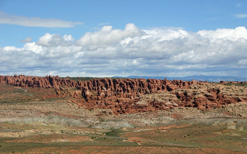 Red Rock Formations — Blue, Dramatic, Afternoon, Photograph, Desert, Clouds