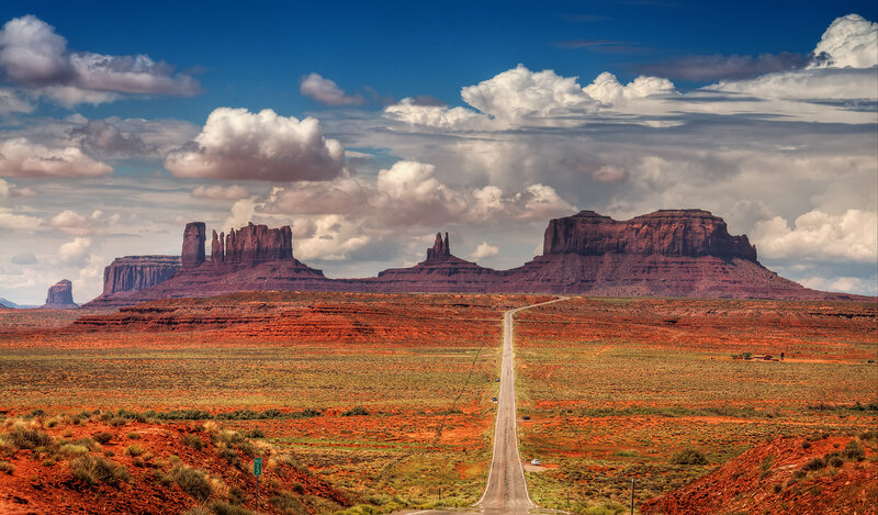 Red Rock Formations — Blue, Dramatic, Afternoon, Photograph