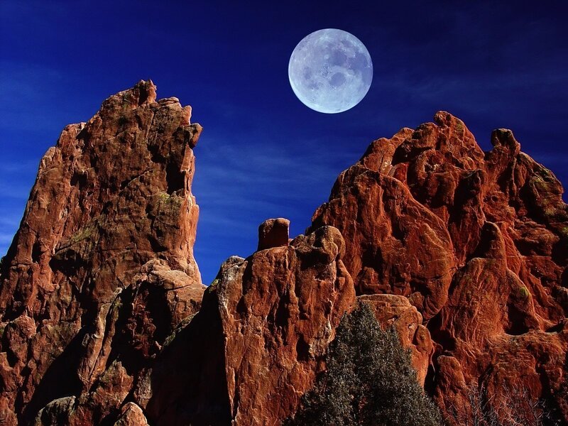 Red Rock Formations — Blue, Dramatic, Night