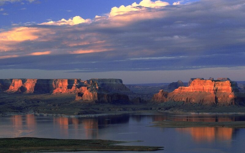 Red Rock Formations — Blue, Dramatic, Sunset, Photograph
