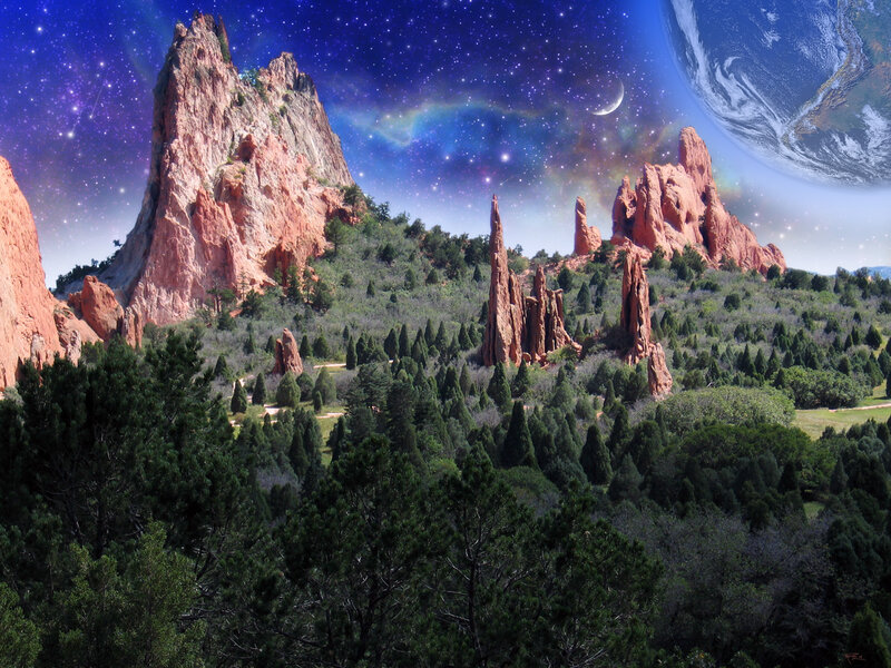 Red Rock Formations — Blue, Dramatic