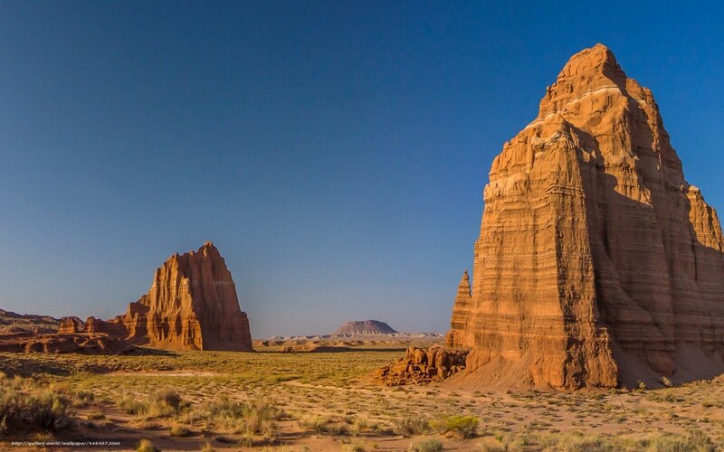 Red Rock Formations — Blue, Serene, Morning, Photograph