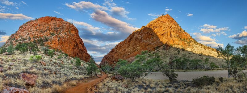 Red Rock Formations — Blue, Serene, Sunset, Photograph, Mountains