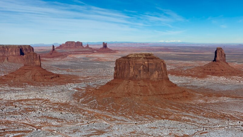 Red Rock Formations — Blue, Serene, Winter, Photograph, Desert