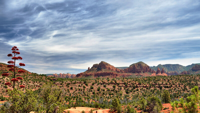 Red Rock Formations — Dramatic, Afternoon, Photograph, Cactus