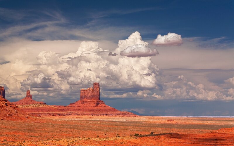 Red Rock Formations — Dramatic, Afternoon, Photograph, Clouds, Desert, Sky
