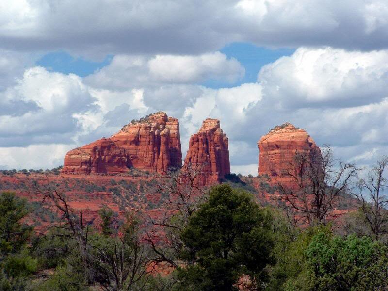 Red Rock Formations — Dramatic, Afternoon, Photograph, Clouds