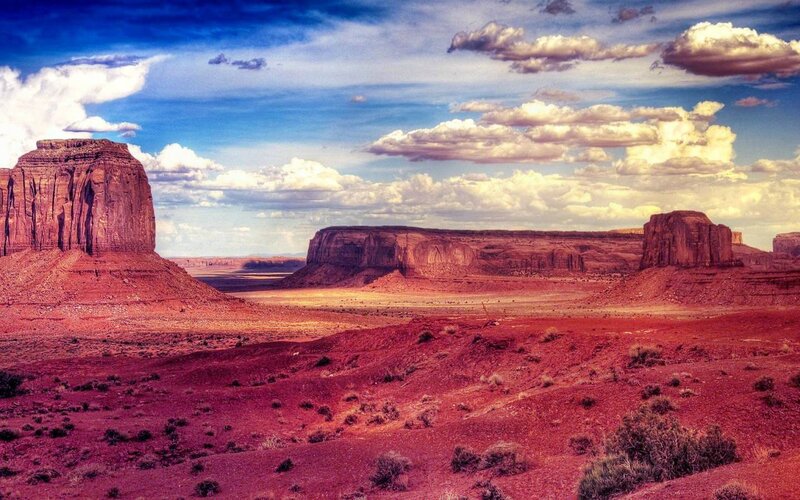 Red Rock Formations — Dramatic, Afternoon, Photograph, Desert, Clouds