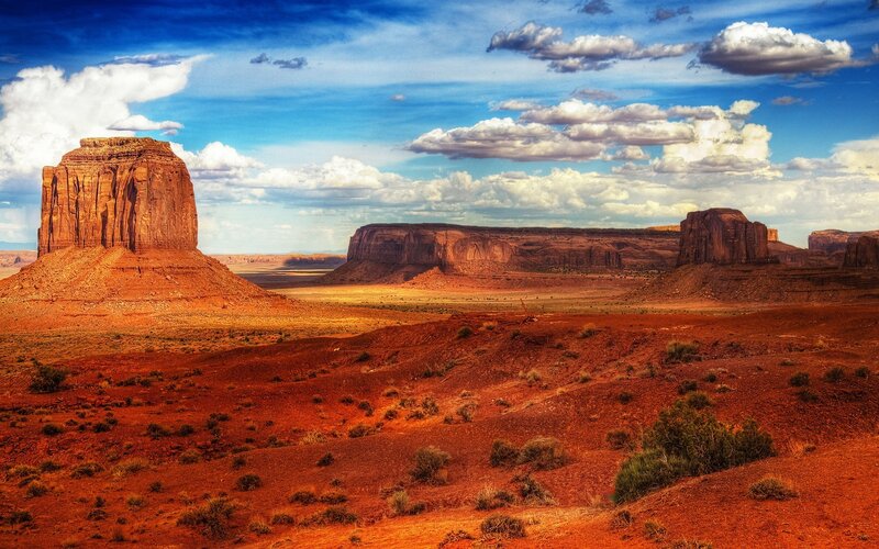 Red Rock Formations — Dramatic, Afternoon, Photograph, Desert, Sky