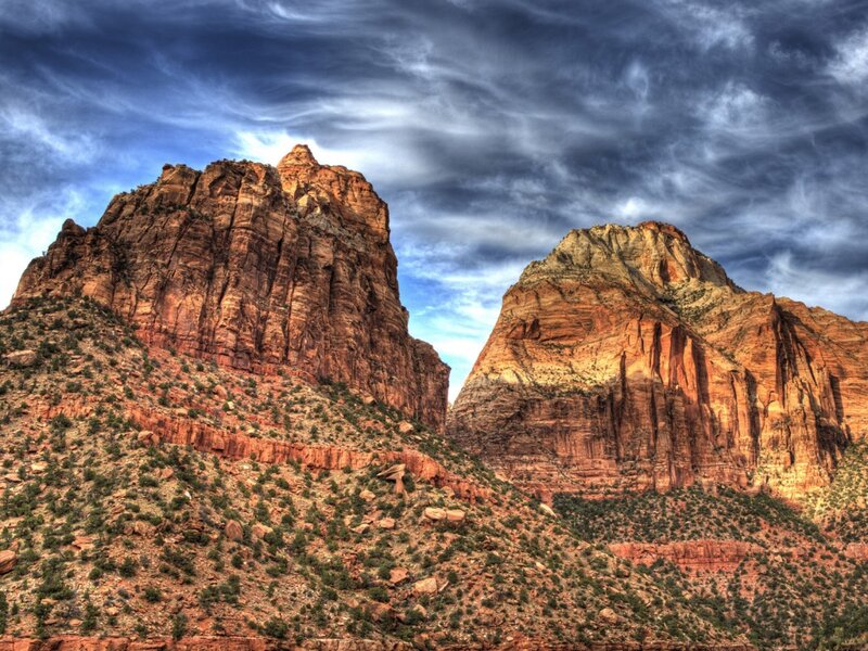 Red Rock Formations — Dramatic, Afternoon, Photograph, Mountains