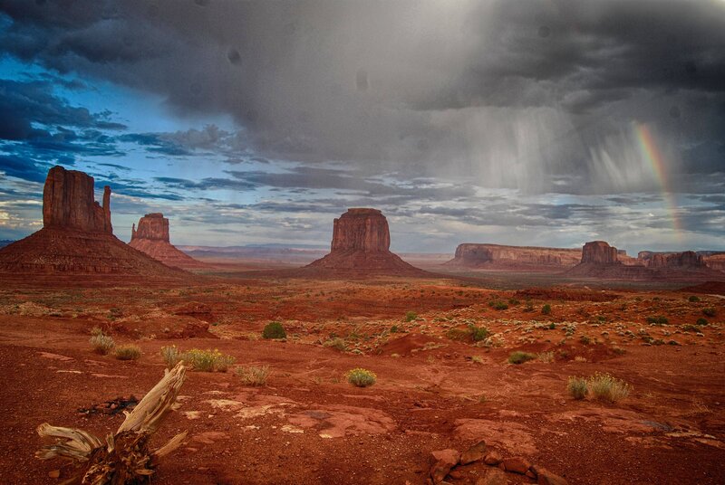 Red Rock Formations — Dramatic, Afternoon, Photograph, Storm Clouds, Rain