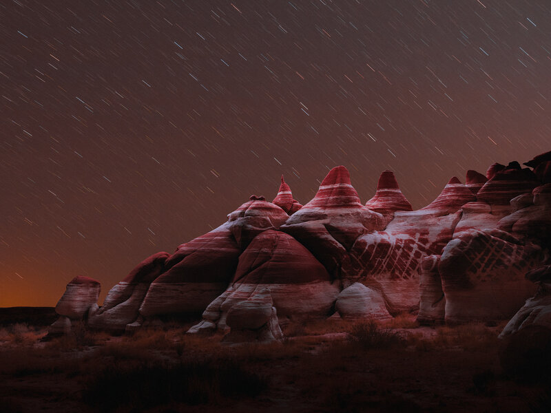Red Rock Formations — Dramatic, Night, Photograph