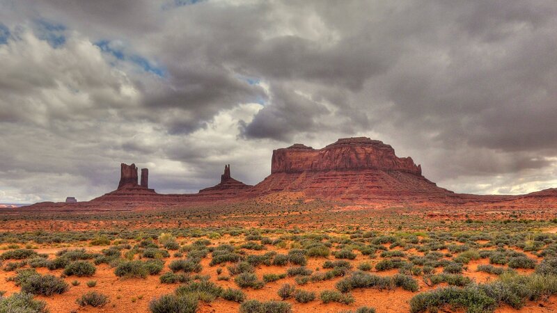 Red Rock Formations — Dramatic, Photograph, Desert, Clouds