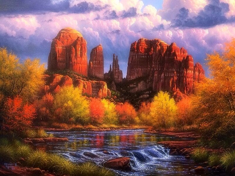 Red Rock Formations — Dramatic, Sunset, Painting
