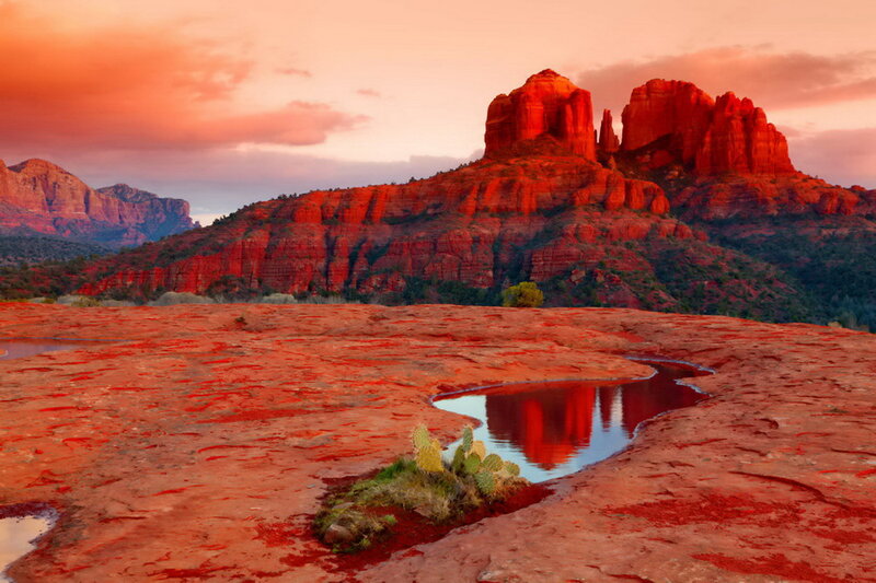Red Rock Formations — Dramatic, Sunset, Photograph, Cactus