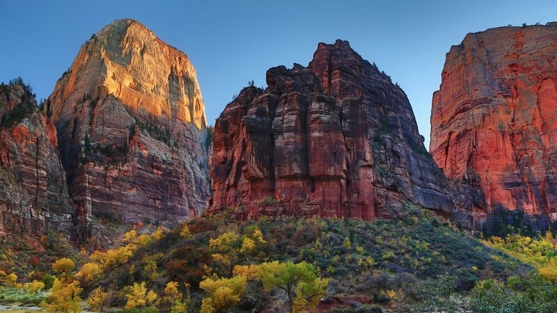 Red Rock Formations — Dramatic, Sunset, Photograph, Mountains, Trees, Sky