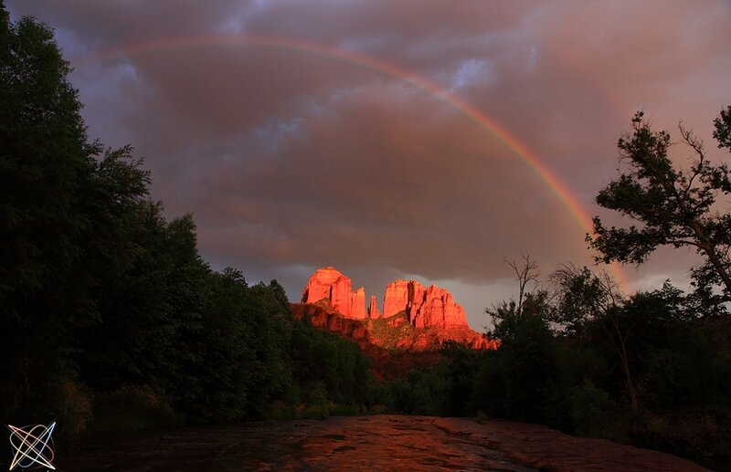 Red Rock Formations — Dramatic, Sunset, Photograph, Rainbow