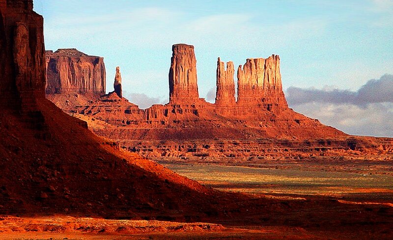 Red Rock Formations — Dramatic, Sunset, Photograph, Sky, Clouds, Desert