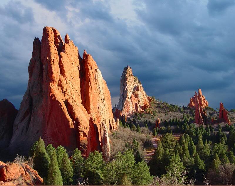Red Rock Formations — Dramatic, Sunset, Photograph, Trees