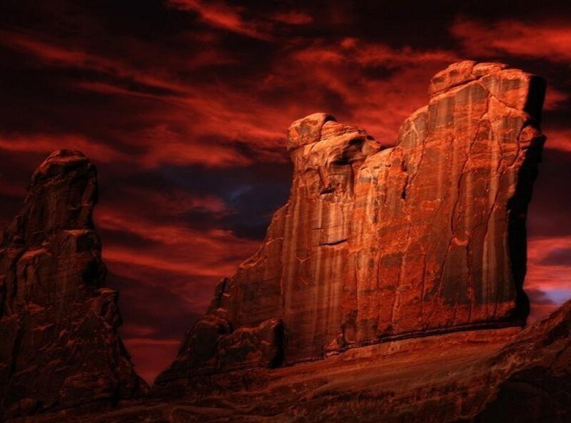 Red Rock Formations — Dramatic, Sunset