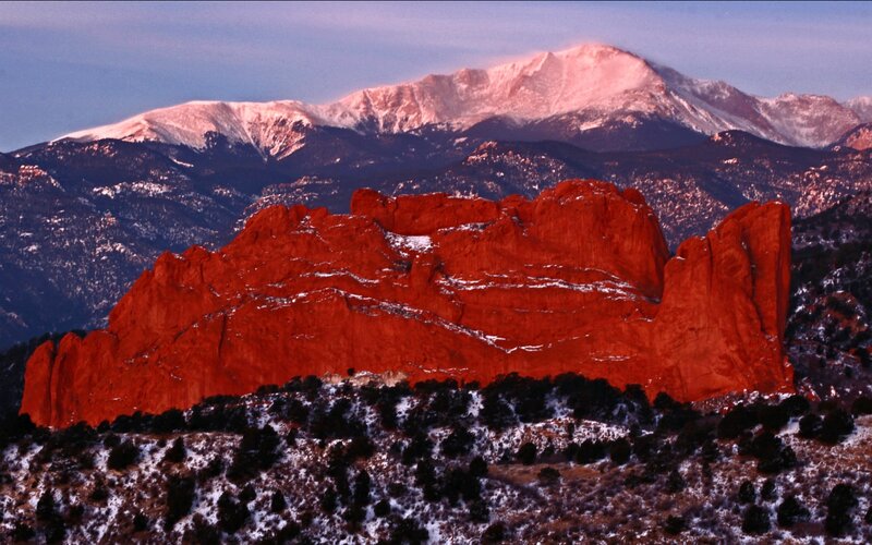 Red Rock Formations — Dramatic, Winter, Photograph, Mountains