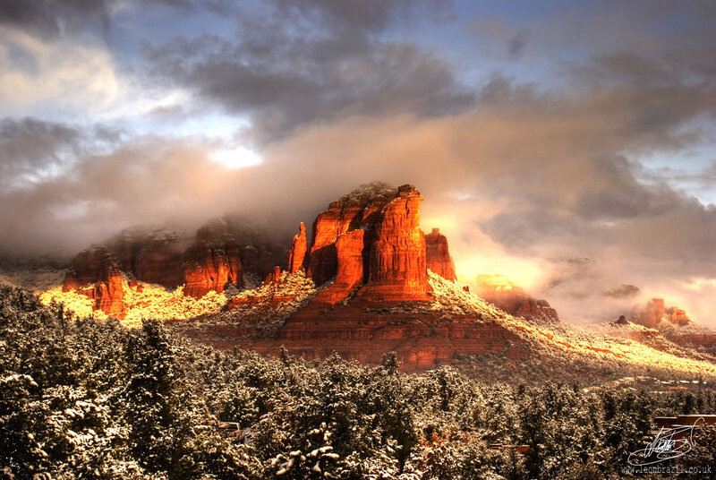 Red Rock Formations — Dramatic, Winter, Photograph