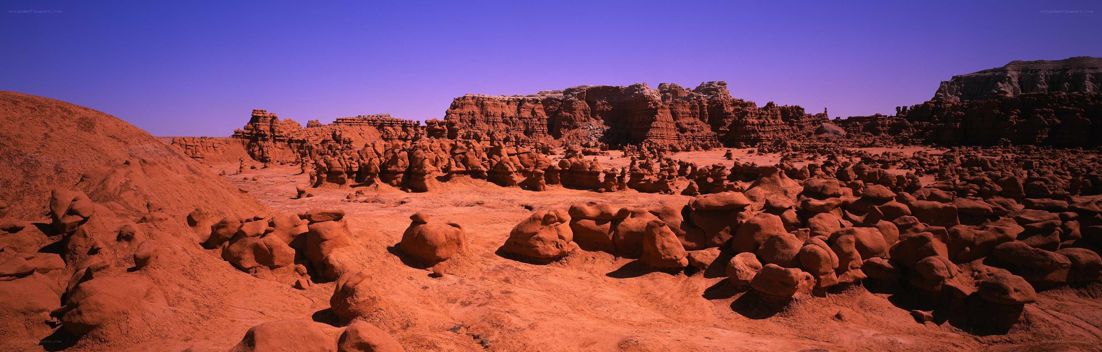 Red rock formations in desert