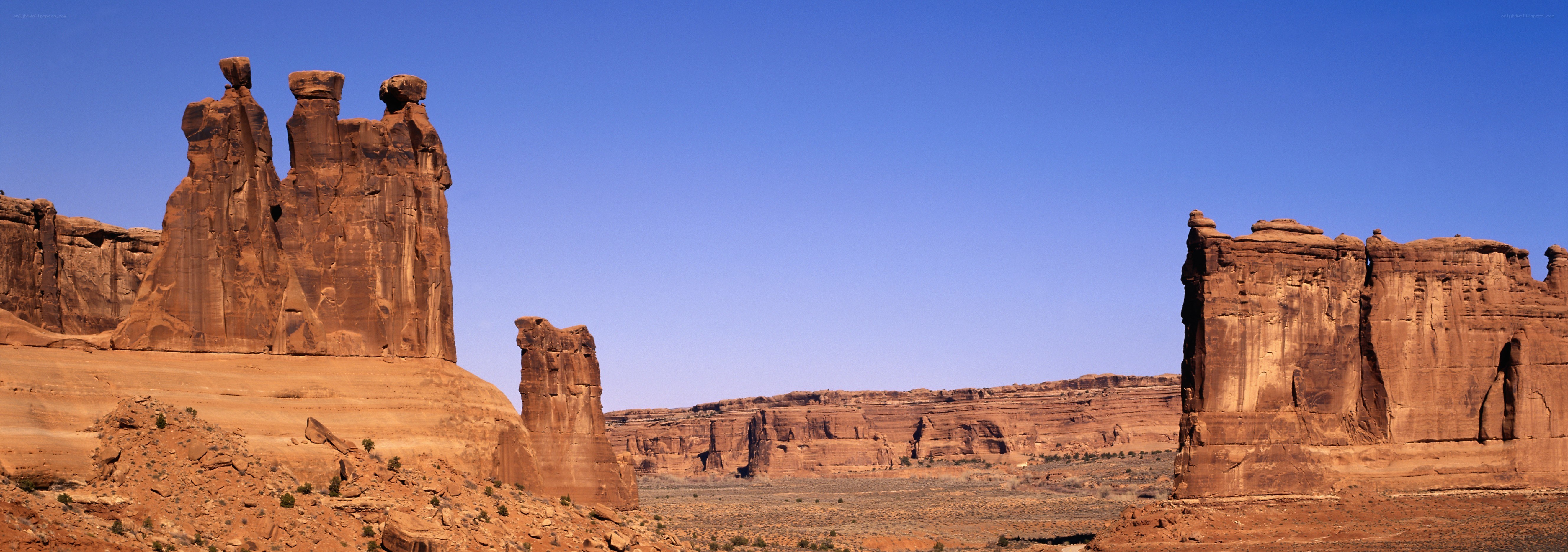 Red rock formations in desert