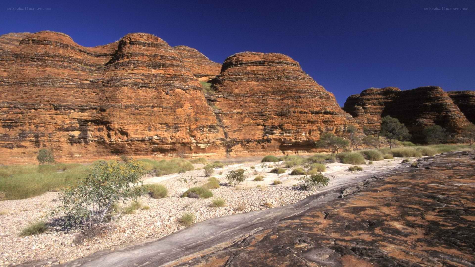Red rock formations in desert