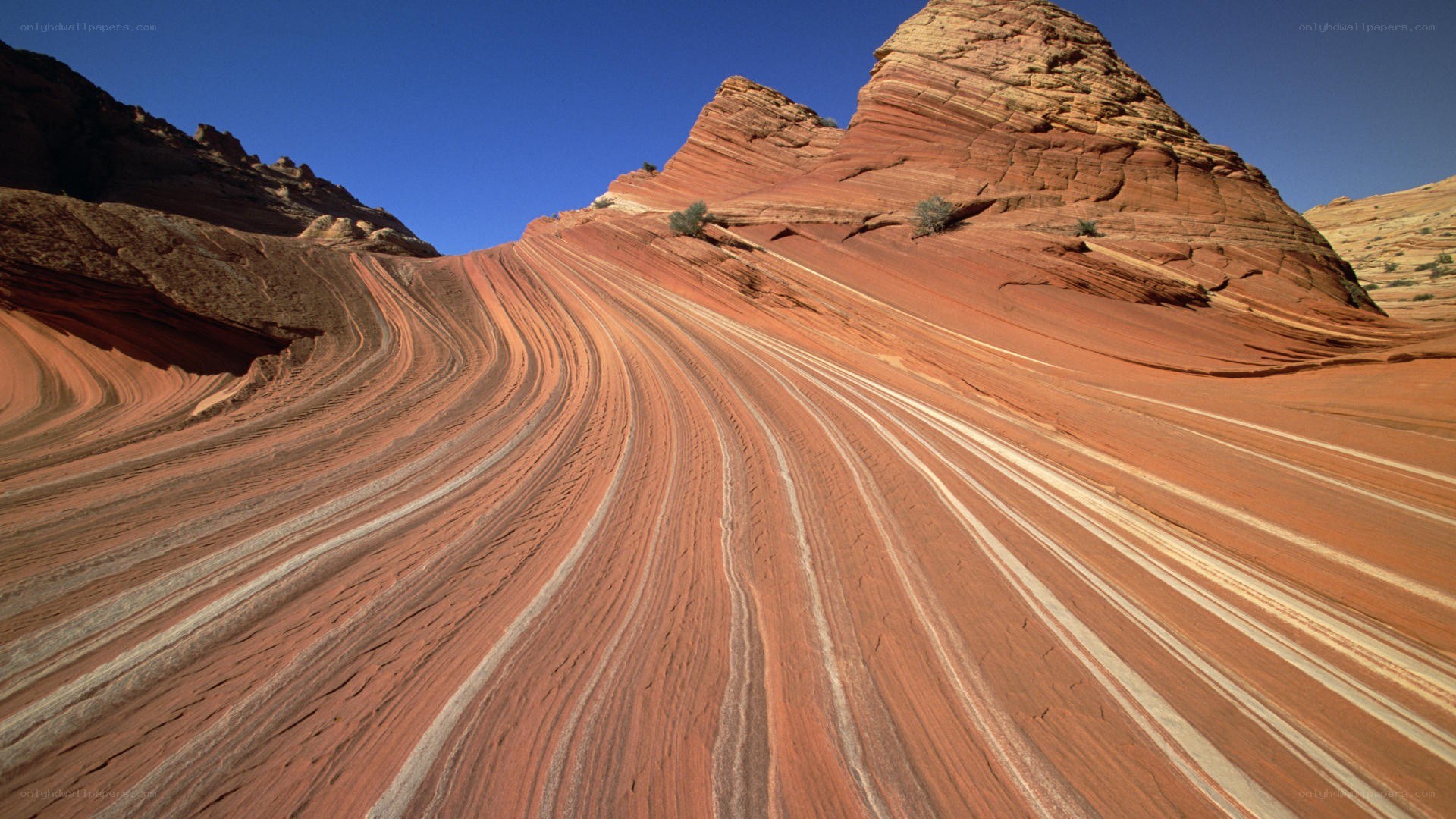 Red rock formations in desert