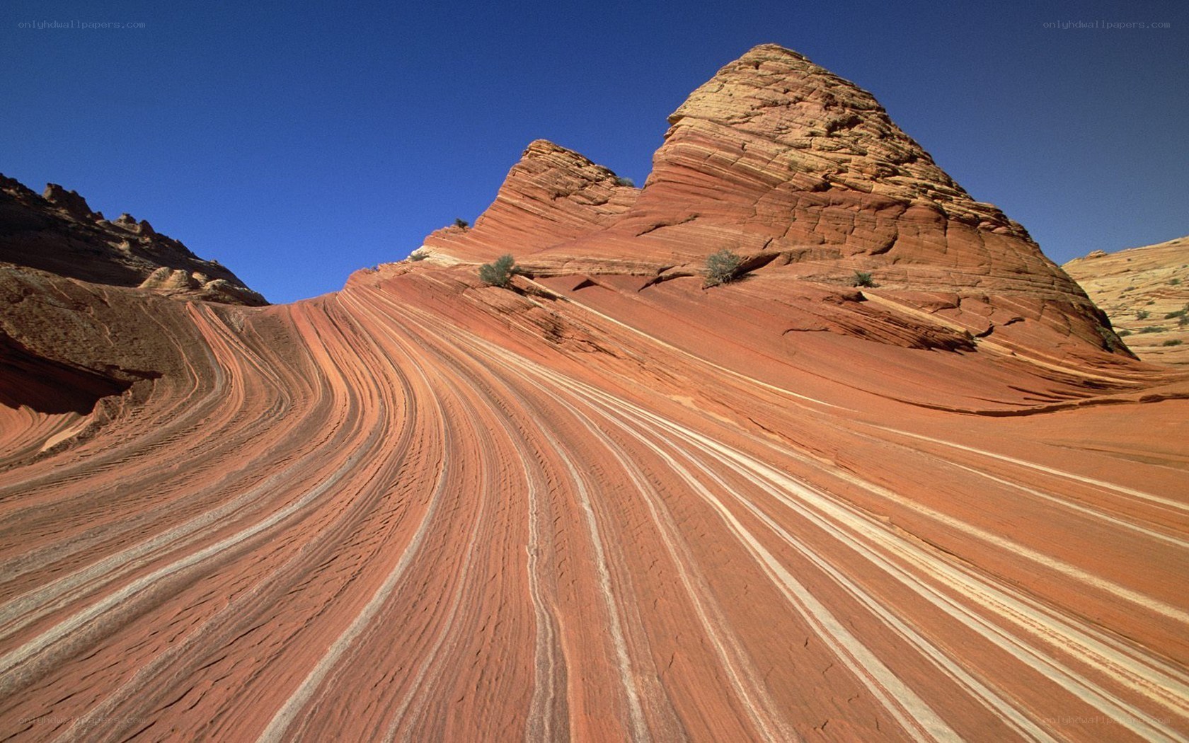 Red rock formations in desert