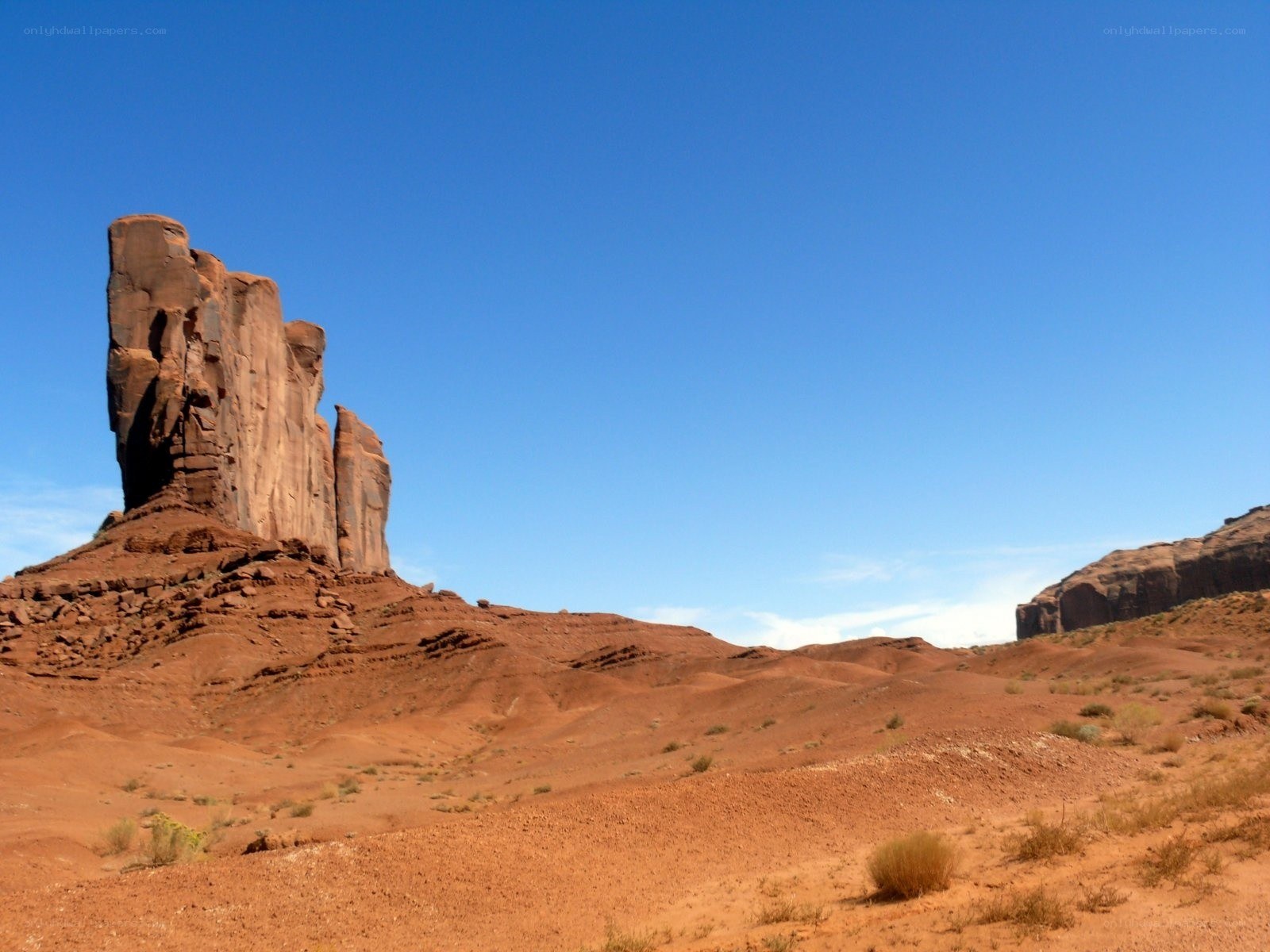 Red rock formations in desert