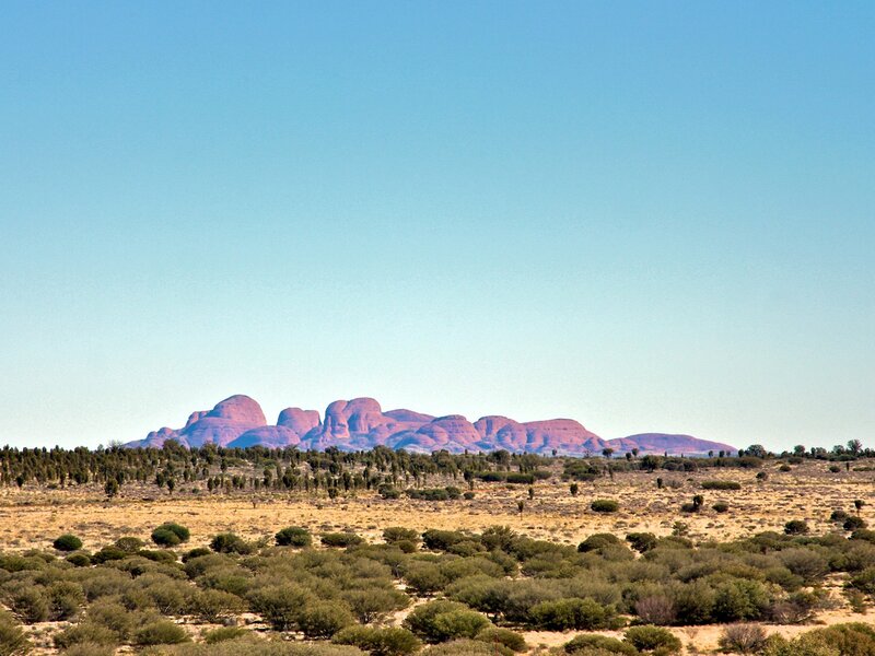 Red rock formations in desert