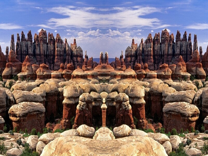 red rock formations in desert