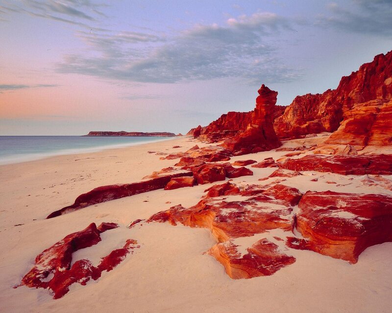 Red Rock Formations on Beach