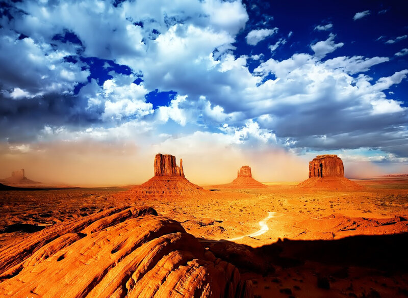 Red Rock Formations — Orange, Dramatic, Sunset, Photograph, Desert