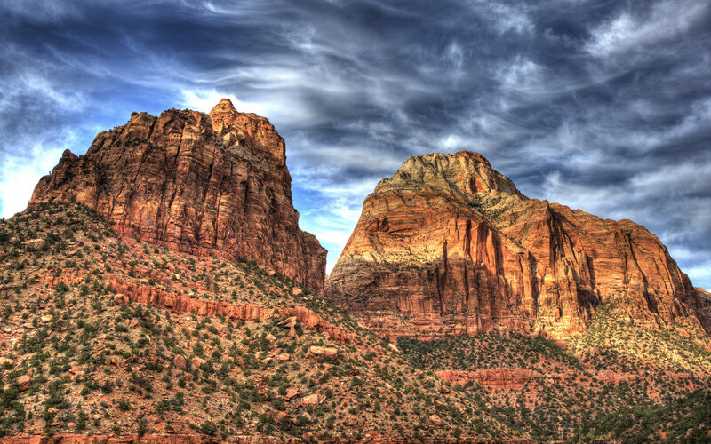 Red Rock Formations — Orange, Dramatic, Sunset, Photograph, Mountains